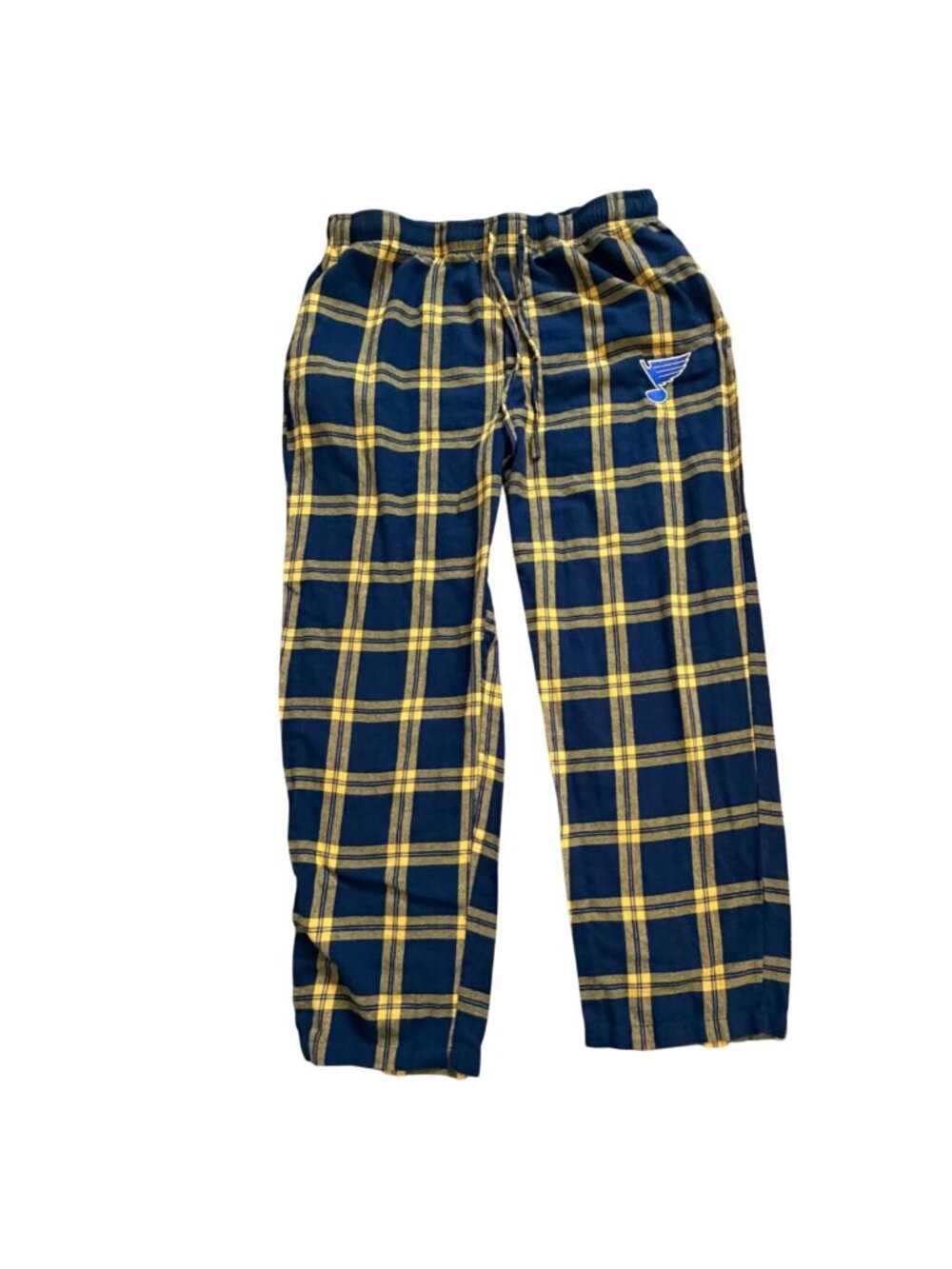Concept Sports Adult Plaid NHL St. Louis Blues Lounge Pants-Yellow/Blue-Size XL
